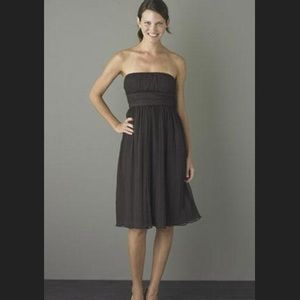 J Crew chocolate brown silk chiffon empire dress
